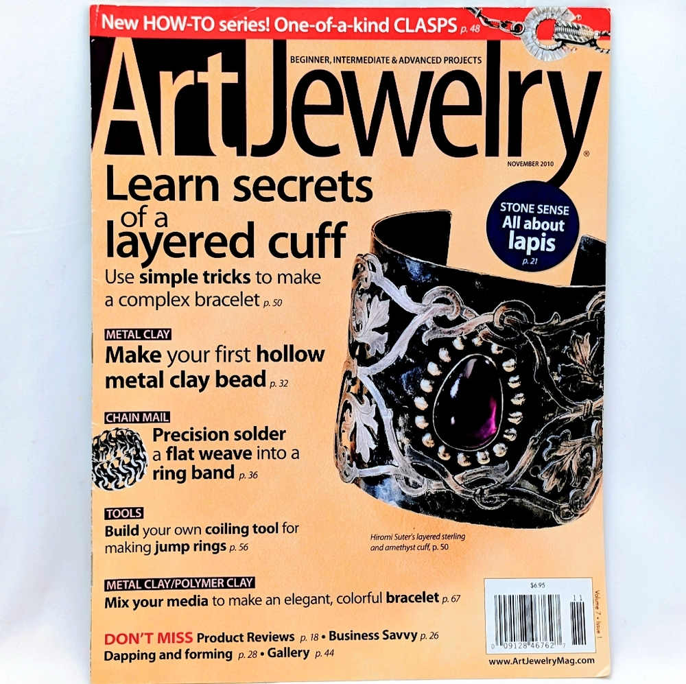 Art Jewelry Magazine November 2010 | Layered Cuff & Metal Clay